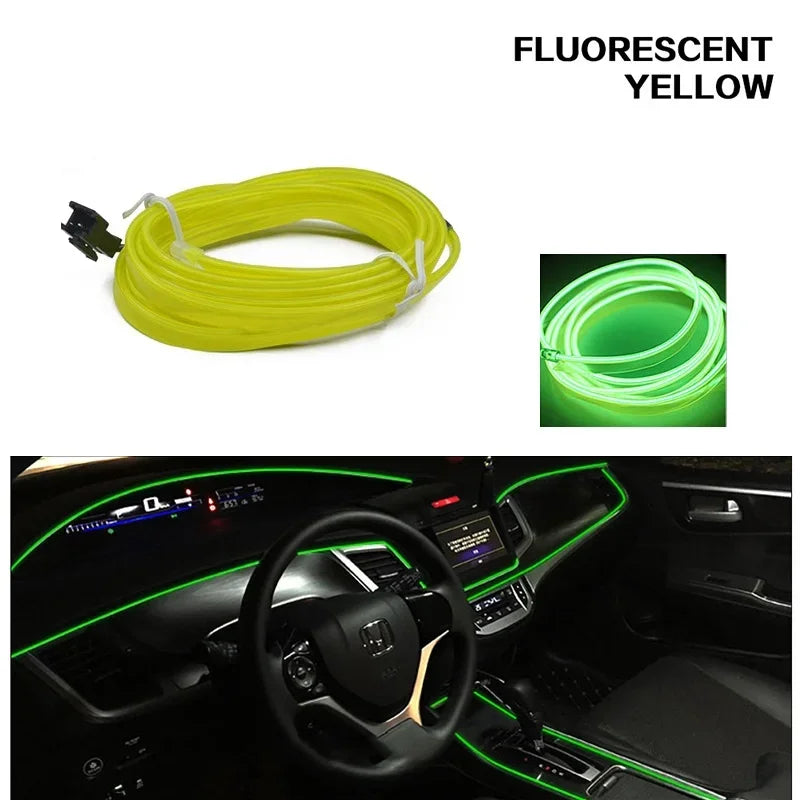 3M/5M Car Interior Led Decorative Lamp EL Wiring Neon Strip For Auto DIY Flexible Ambient Light Party Atmosphere Diode