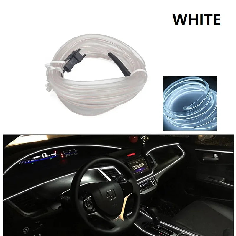 3M/5M Car Interior Led Decorative Lamp EL Wiring Neon Strip For Auto DIY Flexible Ambient Light Party Atmosphere Diode