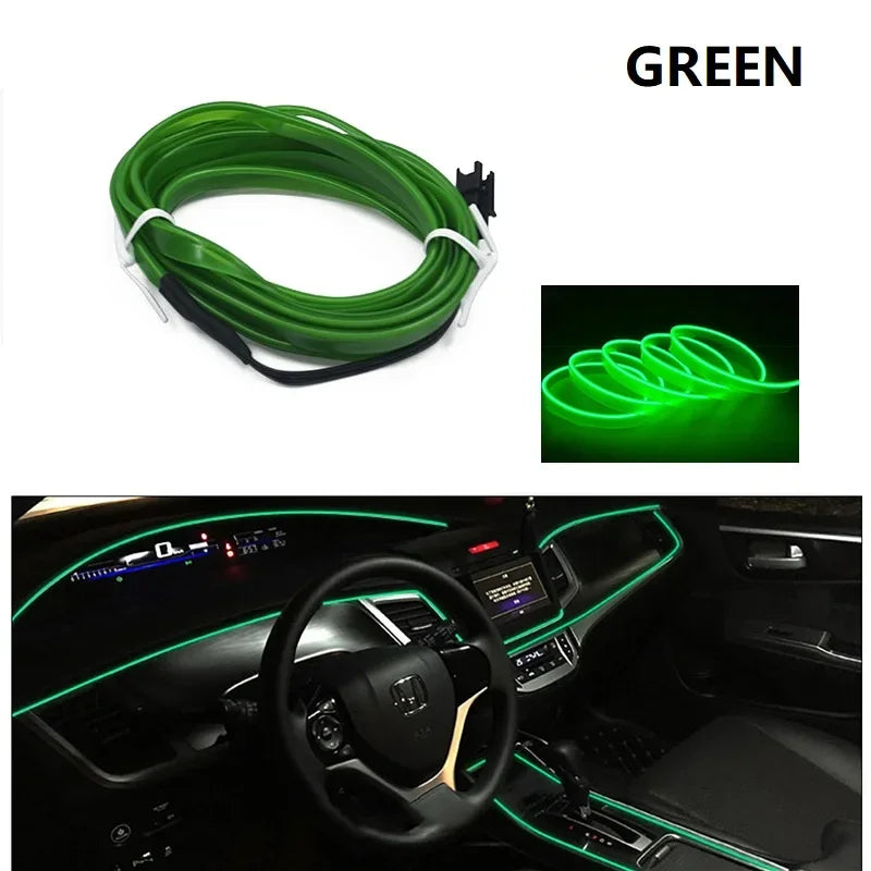 3M/5M Car Interior Led Decorative Lamp EL Wiring Neon Strip For Auto DIY Flexible Ambient Light Party Atmosphere Diode