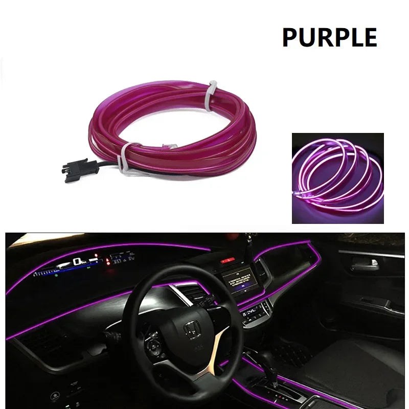 3M/5M Car Interior Led Decorative Lamp EL Wiring Neon Strip For Auto DIY Flexible Ambient Light Party Atmosphere Diode