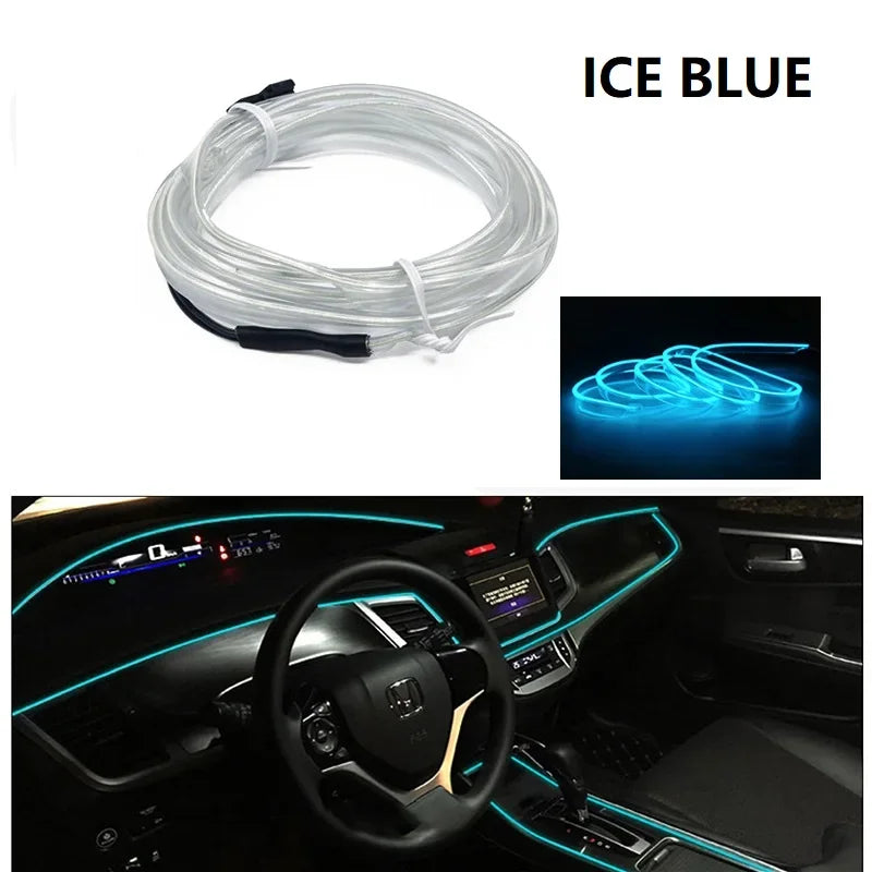 3M/5M Car Interior Led Decorative Lamp EL Wiring Neon Strip For Auto DIY Flexible Ambient Light Party Atmosphere Diode