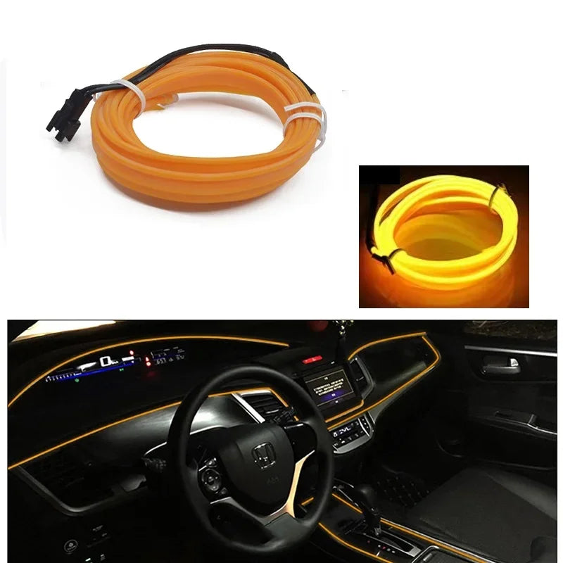 3M/5M Car Interior Led Decorative Lamp EL Wiring Neon Strip For Auto DIY Flexible Ambient Light Party Atmosphere Diode