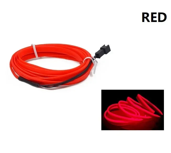 3M/5M Car Interior Led Decorative Lamp EL Wiring Neon Strip For Auto DIY Flexible Ambient Light Party Atmosphere Diode