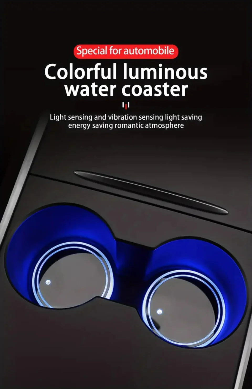 7 Colors Car Coasters Cup Holder LED Light Mats Bottle Light Sensor Atmosphere Interior Accessories Universal