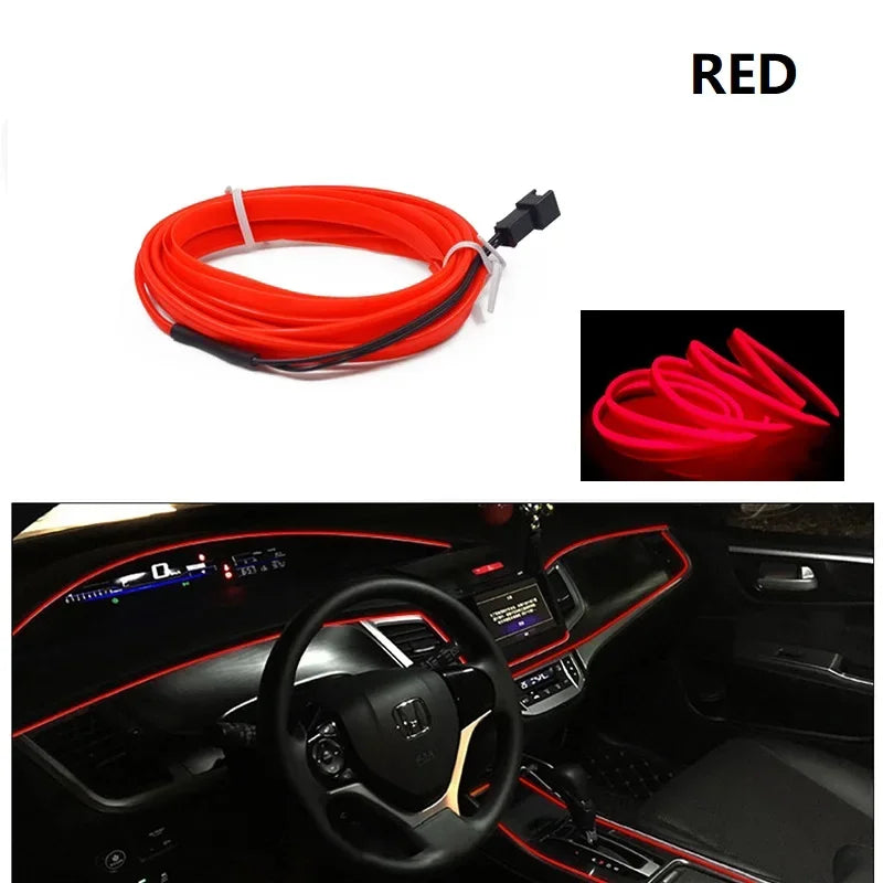 3M/5M Car Interior Led Decorative Lamp EL Wiring Neon Strip For Auto DIY Flexible Ambient Light Party Atmosphere Diode