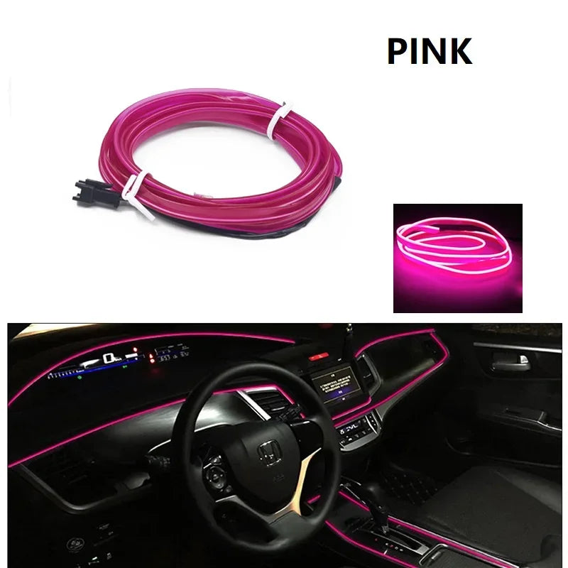 3M/5M Car Interior Led Decorative Lamp EL Wiring Neon Strip For Auto DIY Flexible Ambient Light Party Atmosphere Diode